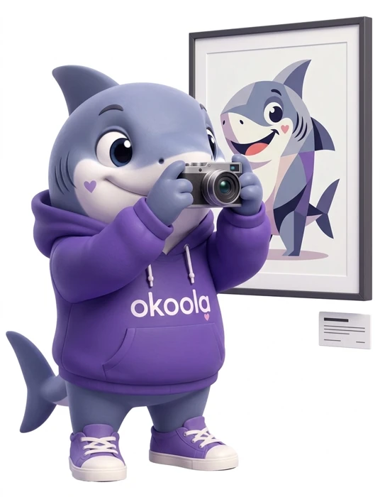 Акула Okoola с фотоаппаратом на выставке